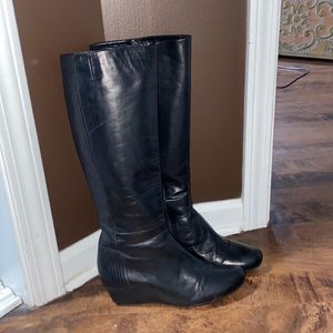 Pas de Rouge real leather black boots - tall